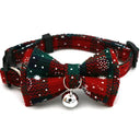 Plaid pet collar with bowknot, snowflake design, and jingle bell; adjustable for cats and small dogs with breakaway safety buckle.