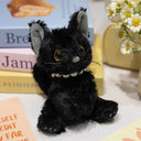 Cute Black Cat Poached Egg Plush Pendant Furry Cuddly Plushies Doll