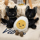 Cute Black Cat Poached Egg Plush Pendant Furry Cuddly Plushies Doll