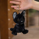 Cute Black Cat Poached Egg Plush Pendant Furry Cuddly Plushies Doll