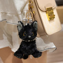 Cute Black Cat Poached Egg Plush Pendant Furry Cuddly Plushies Doll