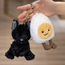 Cute Black Cat Poached Egg Plush Pendant Furry Cuddly Plushies Doll